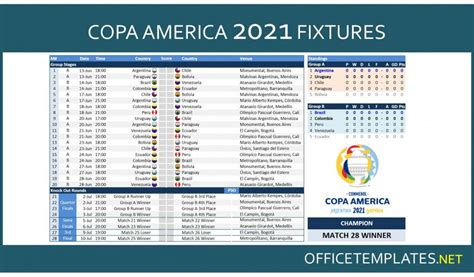 copa america 2021 tv schedule printable